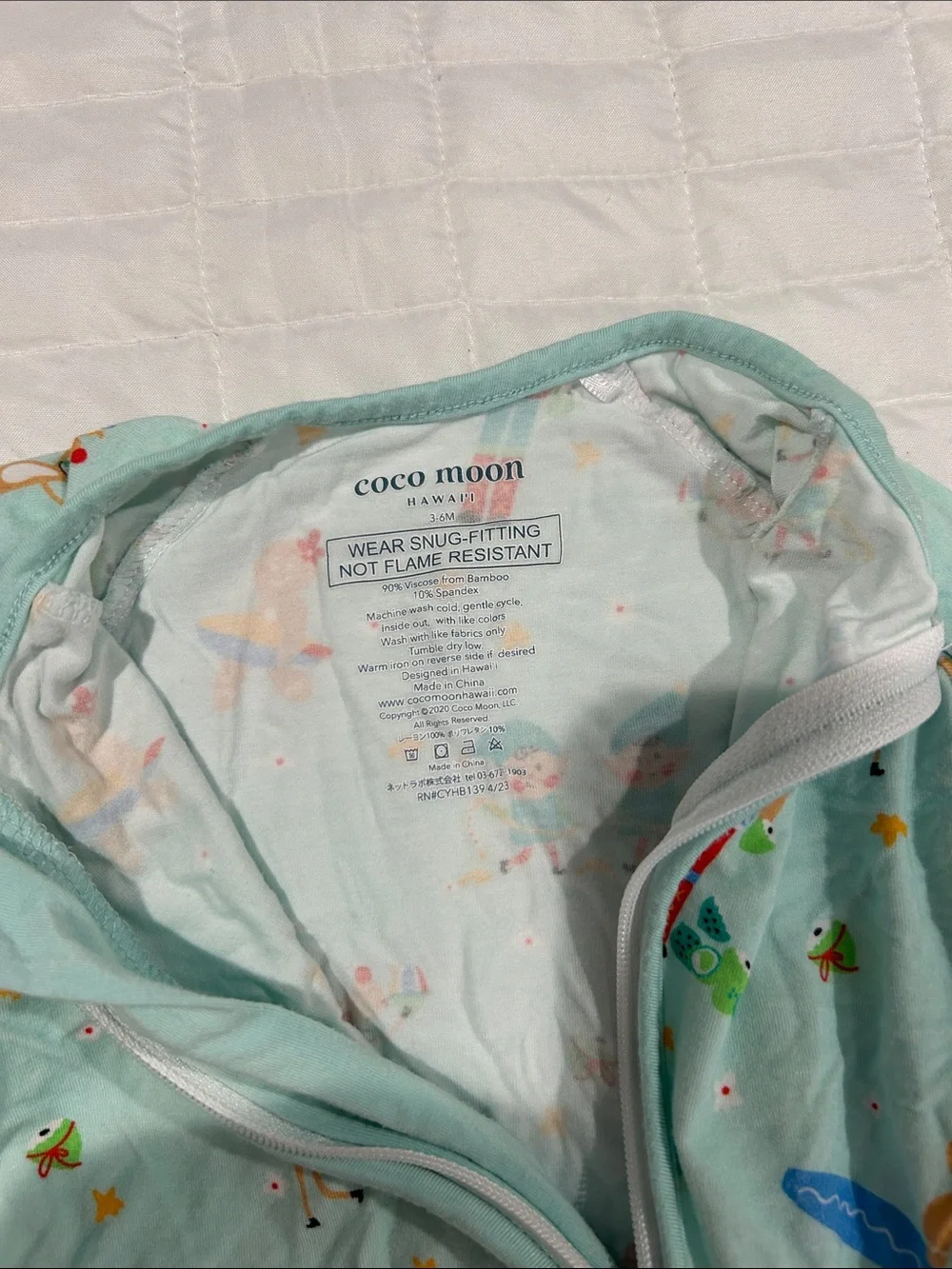 Mint Green Holiday Print Footed One-Piece for Kids